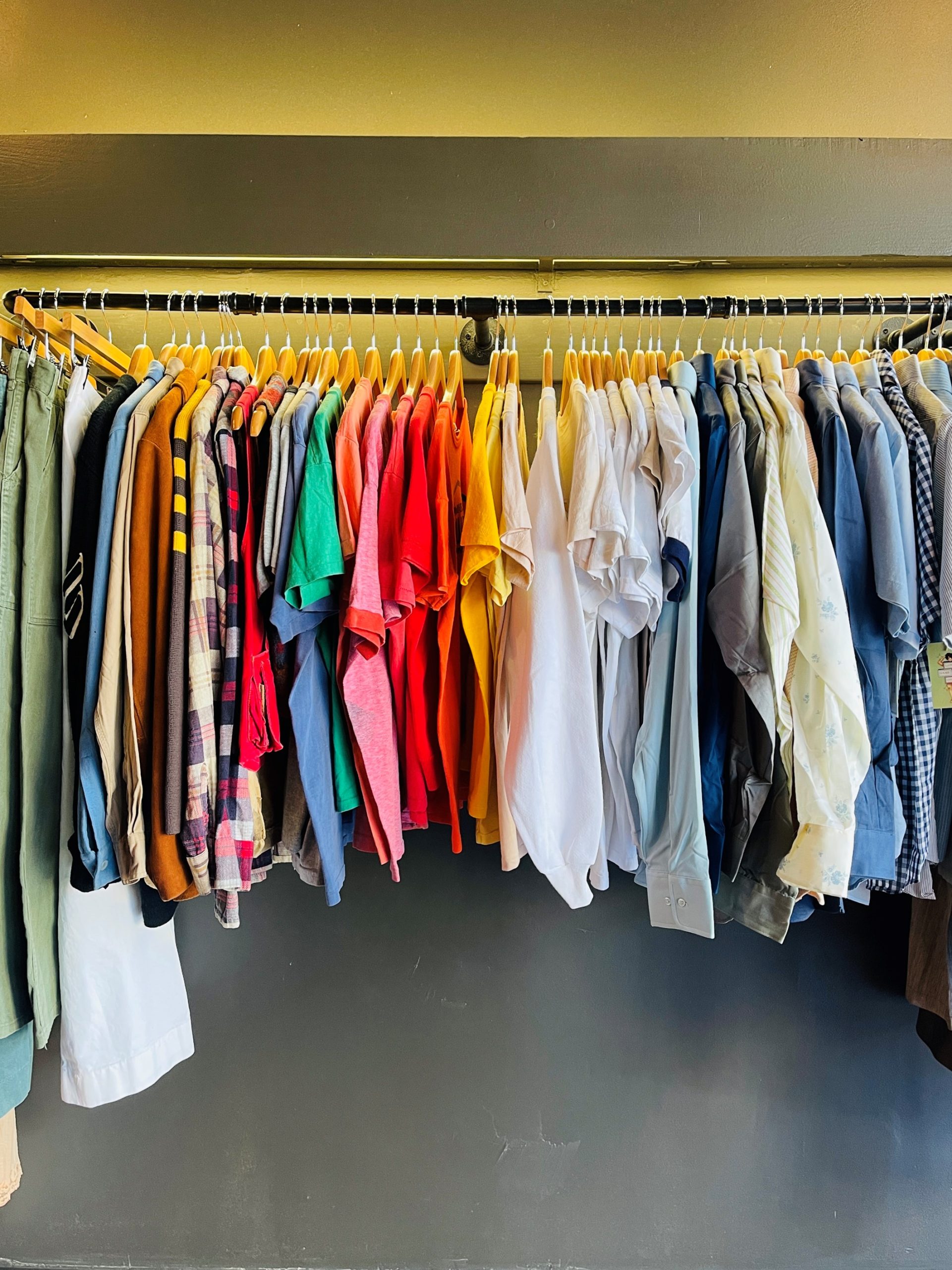 Photo of clothing rack at The Bevy Vintage Collective, 412 Broadway in downtown Albany.