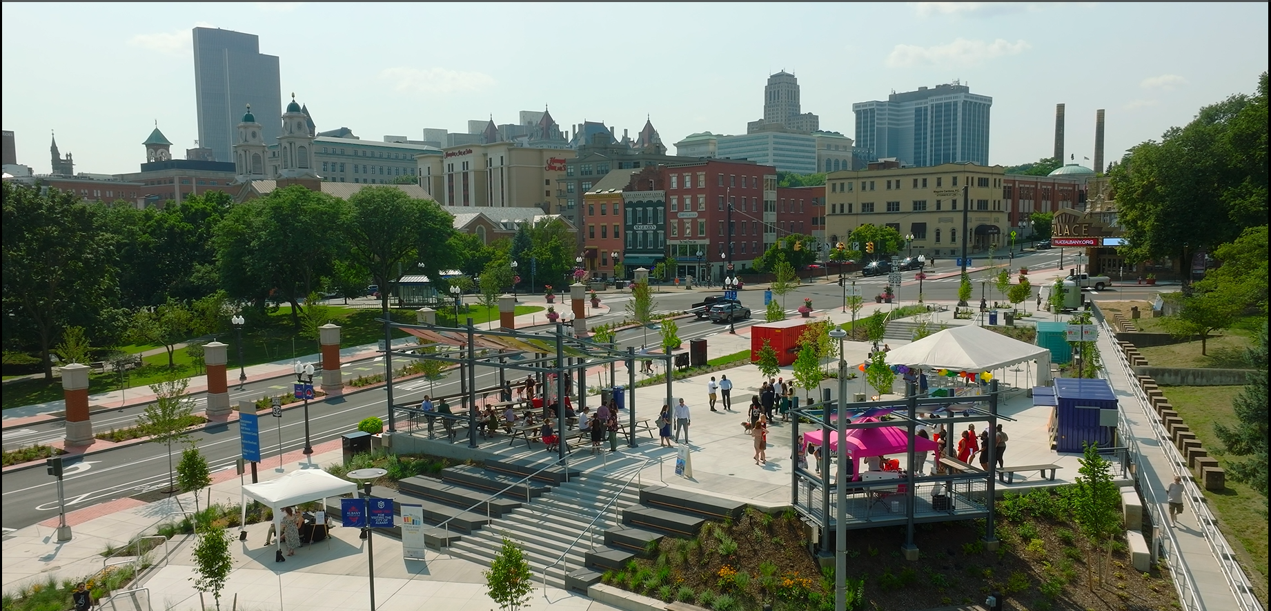 Photo of Clinton Market Collective site taken by drone.