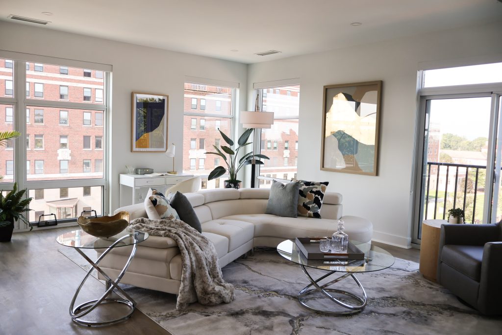 Photo of living room at The Rise Midtown Square apartments 